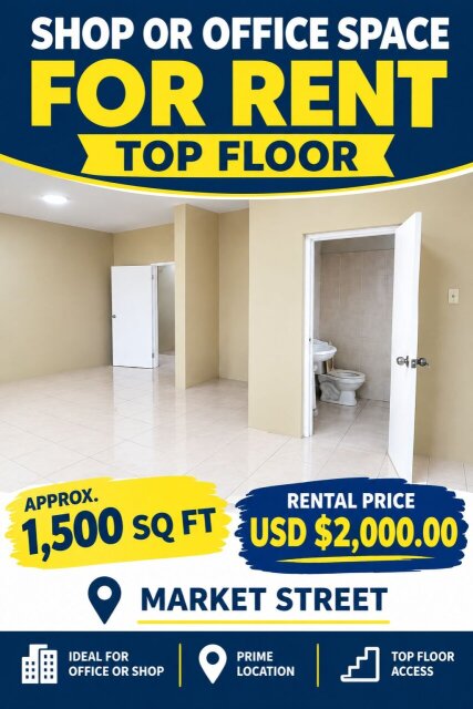 SHOP/OFFICE FOR RENT ON 3RD FLOOR USD$2,000 Shops & Booths Montego Bay
