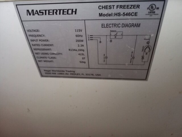 MASTERTECH CHEST FREEZER (Model: HS 546CE)