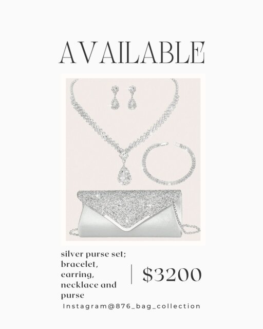 Silver Purse Set With Bracelet And Earrings Handbags & Purses UWI, Campus