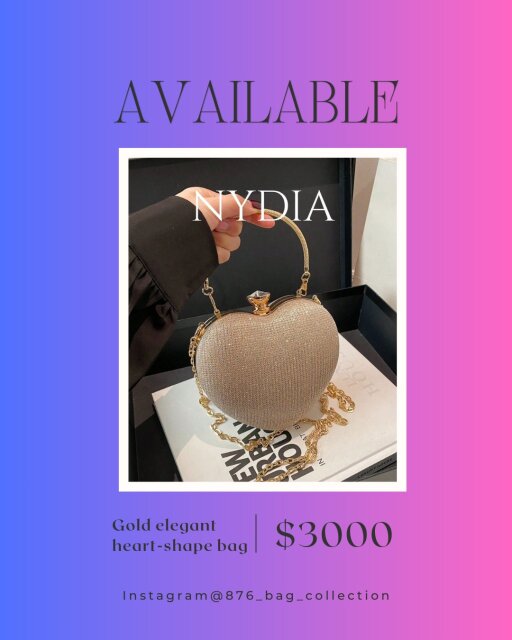 Gold Elegant Heart Shaped Bag Handbags & Purses UWI MONA CAMPUS