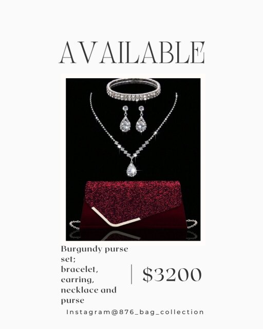Burgundy Purse Set Earrings Necklace And Bracelet Handbags & Purses UWI MONA CAMPUS