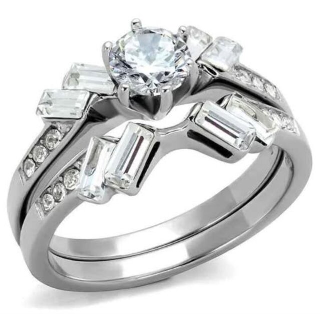 Silver Engagement And Wedding Rings