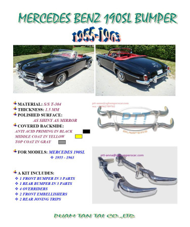 Mercedes 190SL Stainless Steel Bumper – Classic Ca Auto Parts Kingston