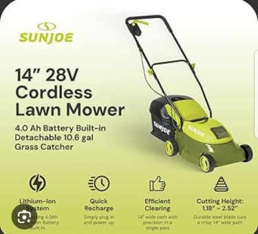 SUN JOE CORDLESS ELECTRIC LAWN MOWER Tools Belvedere Road