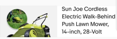 SUN JOE CORDLESS ELECTRIC LAWN MOWER