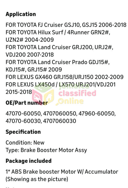 BRAND NEW ABS BRAKE BOOSTER