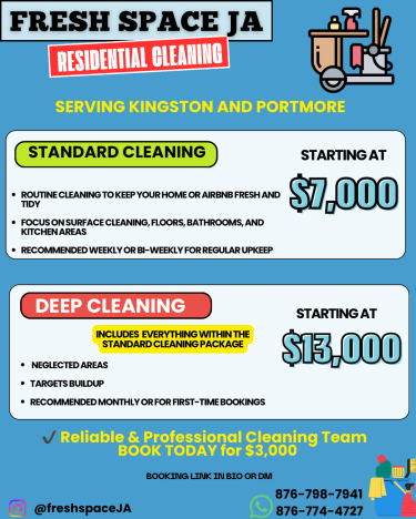 Standard And Deep Refresh Packages  Cleaning Services Portmore