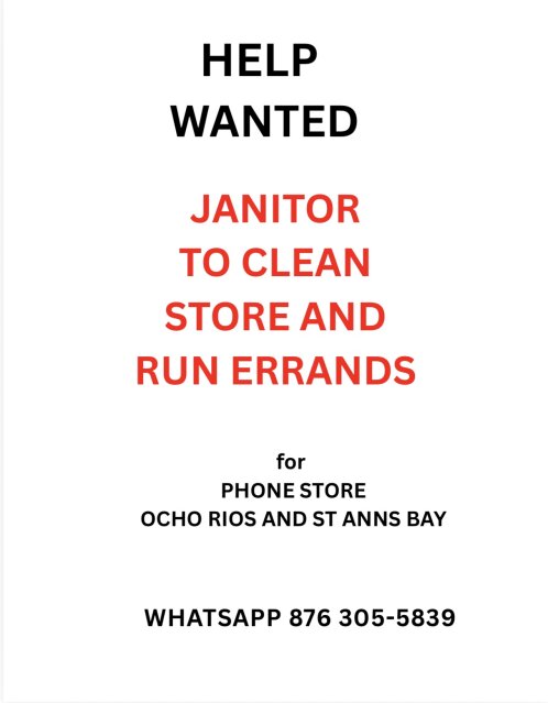 Janitor Full Time Jobs Ocho Rios And St Ann’s Bay