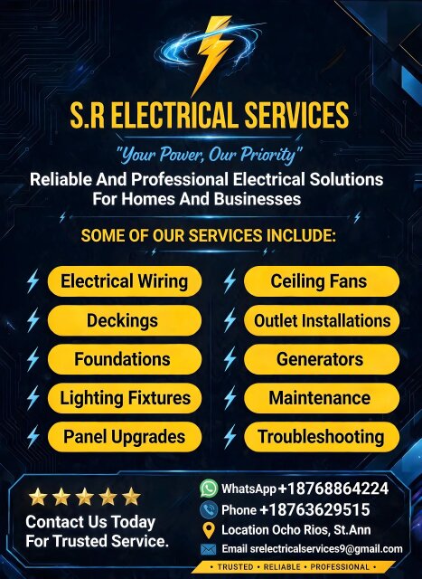 Do You Need A Electrician?? Contact Me Construction Services Ocho Rios