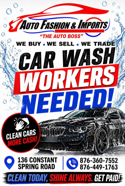 Car Wash Workers Needed Full Time Jobs 136a Constant Spring Road