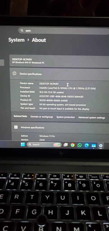 Hp Elitebook 840 G7 16GB RAM