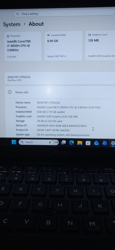 DELL CORE I7 9th Gen LAPTOP 