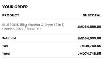 15kg Washer & Dryer (2 In 1) Combo 220V / 50HZ