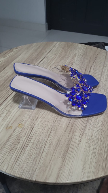 Rhinestone Decor Sculptural Heeled Mule Sandals Women's Shoes Mannings Hill Road