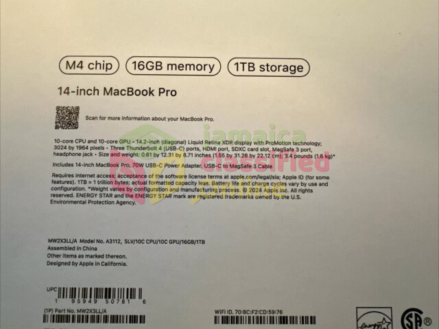 Apple MaBook Pro Chip 16GB Memory 1TB Storage