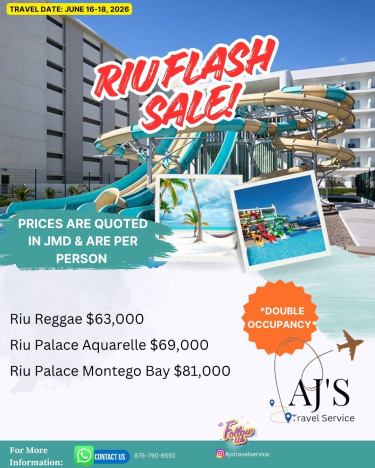 Riu Flash Deals 2026 Airbnb & Hotels Jamaica 