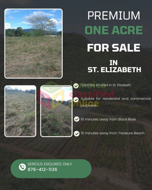 ONE ACRE OF PRIME LAND- South Coast, ST.Elizabeth Land Brownberry