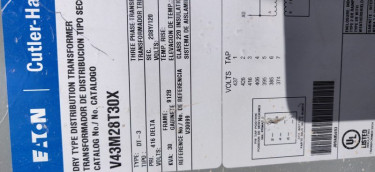 30 KVA 3 PHASE TRANSFORMER 