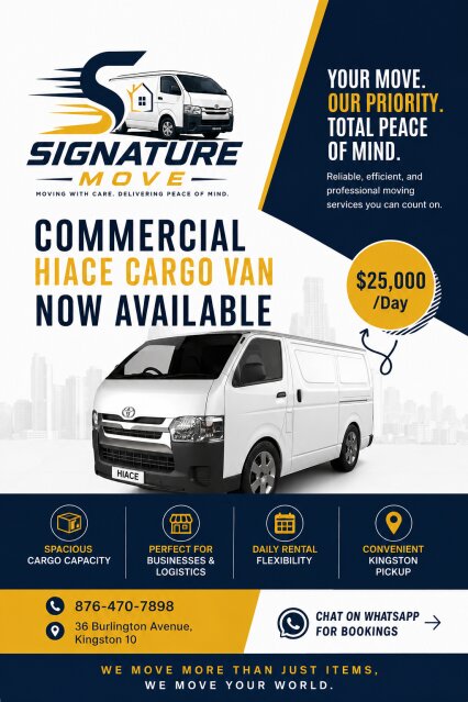 Commercial Hiace Cargo Van Now Available Delivery Services Kingston