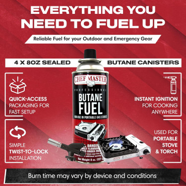 Chef Master Butane Gas 12 X 8oz 