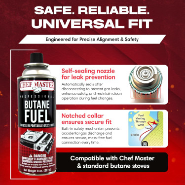Chef Master Butane Gas 12 X 8oz 