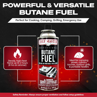 Chef Master Butane Gas 12 X 8oz 