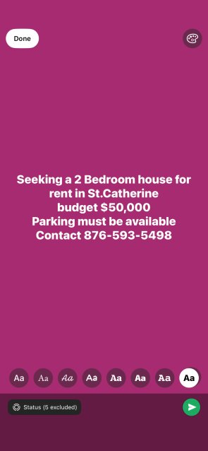 Seeking A 2 Bedroom For Rent In St Catherine Houses St.Catherine