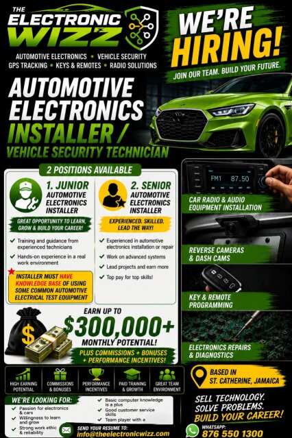 Automotive Electronics Installer Full Time Jobs Portmore