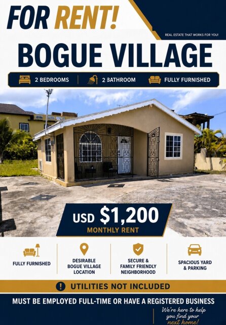 Furnished 2 Bedrooms in Bogue Village Houses Montego Bay