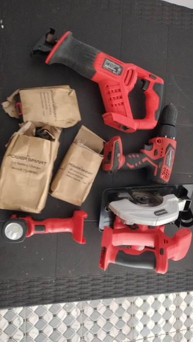 Battery Powered Tool Set Circular Saw, Flashlight, Tools Brown's Town 