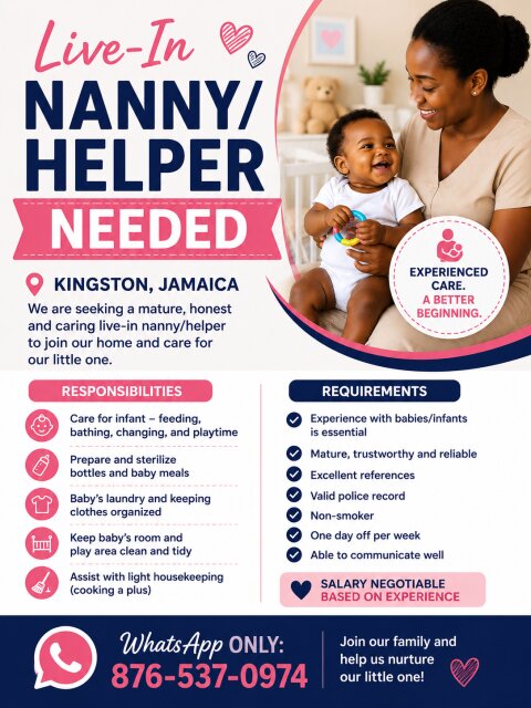 Live-in Nanny/Helper Needed Full Time Jobs Red Hills