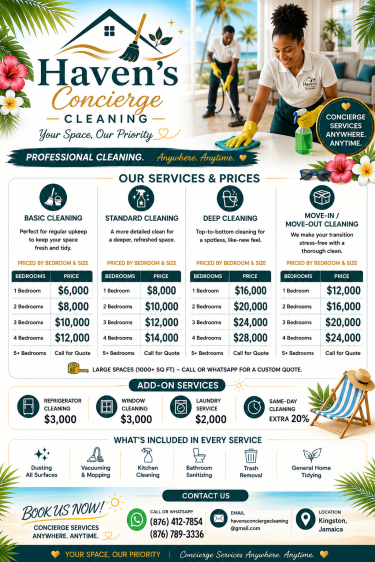 Haven's Concierge Cleaning  Cleaning Services Half Way Tree