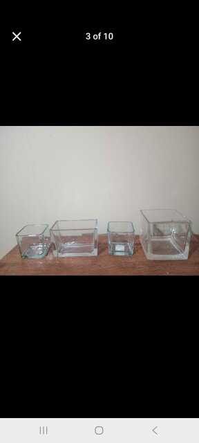 4 Square Glass Vases