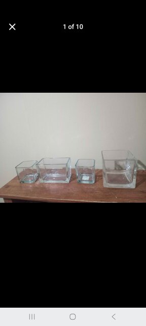 4 Square Glass Vases