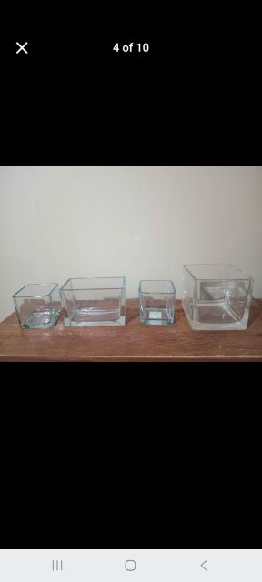 4 Square Glass Vases