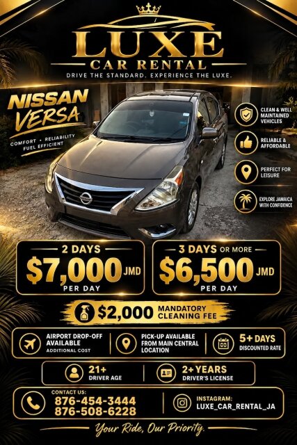 2015 Nissan Versa For Rent Cars Portmore