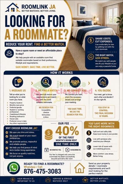 Want To Reduce Your Monthly Rent? Find A Roommate! Houses We Serve All Parishes In Jamaica