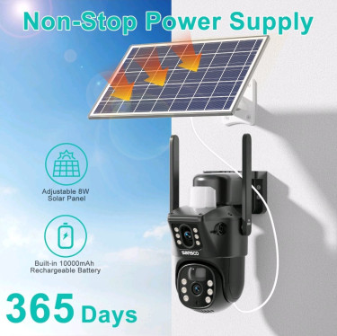 Solar Powered 8MP Wireless WiFi  Outdoor Pan Secur