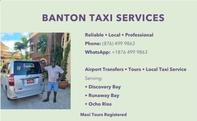 Taxi & Hire Services In St Ann Airbnb & Hotels Runaway Bay, Discovery Bay, Ocho Rios