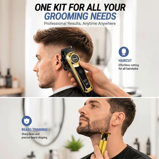 3pcs Hair Clipper Set, Rechargeable Electric