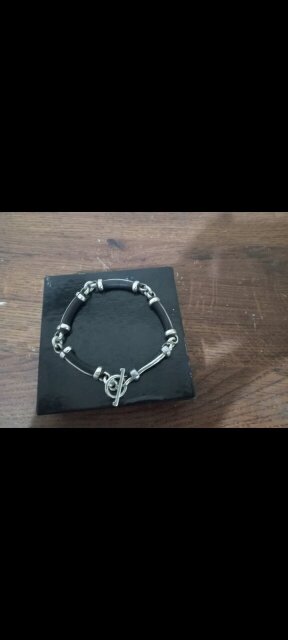Mexican Sterling Silver & Leather Bracelet Other Market Havendale