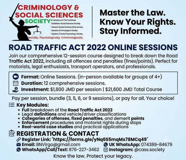 Road Traffic Act 2022 Jamaica Classes Other Market Online Classes