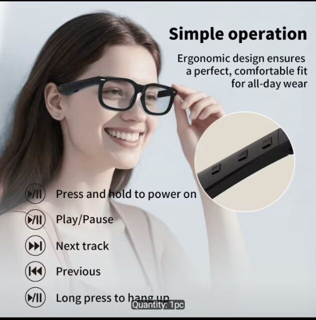 Music Glasses Wireless Hands Free Take Calls
