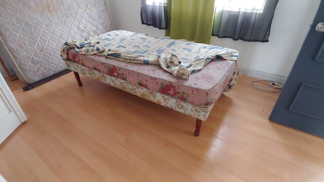 Queen Bed Mattress,  Mahogany Base And Night Table