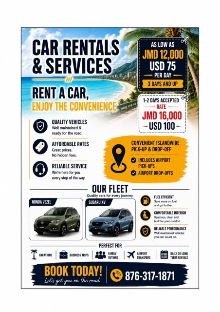 Short And Long Term Rental Available Vans & SUVs Kingston