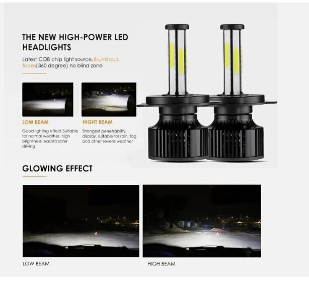 6-sides H4 9003 LED Headlight Bulb