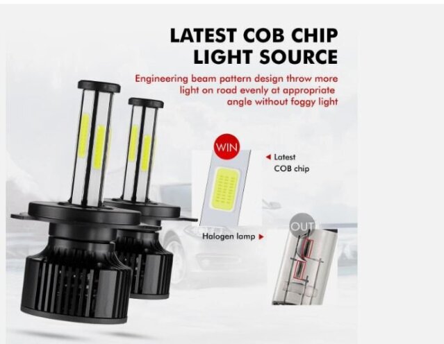 6-sides H4 9003 LED Headlight Bulb