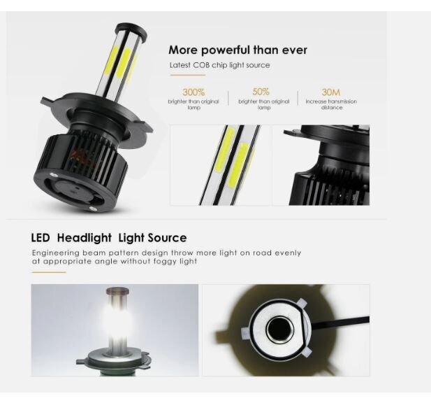 6-sides H4 9003 LED Headlight Bulb
