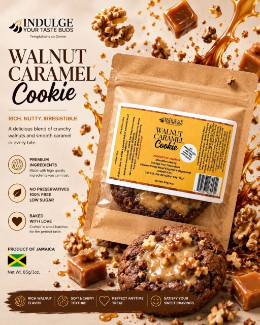 Walnut Caramel Chocolate Cookies Vegan Net 90g Beverages St. Andrew