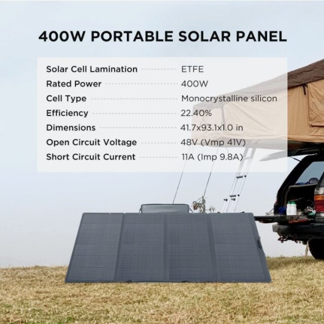 EcoFlow 400W Portable Solar Panel – Foldable IP68